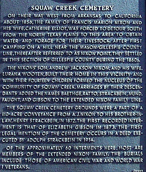 Squaw Creek Cemetery sign