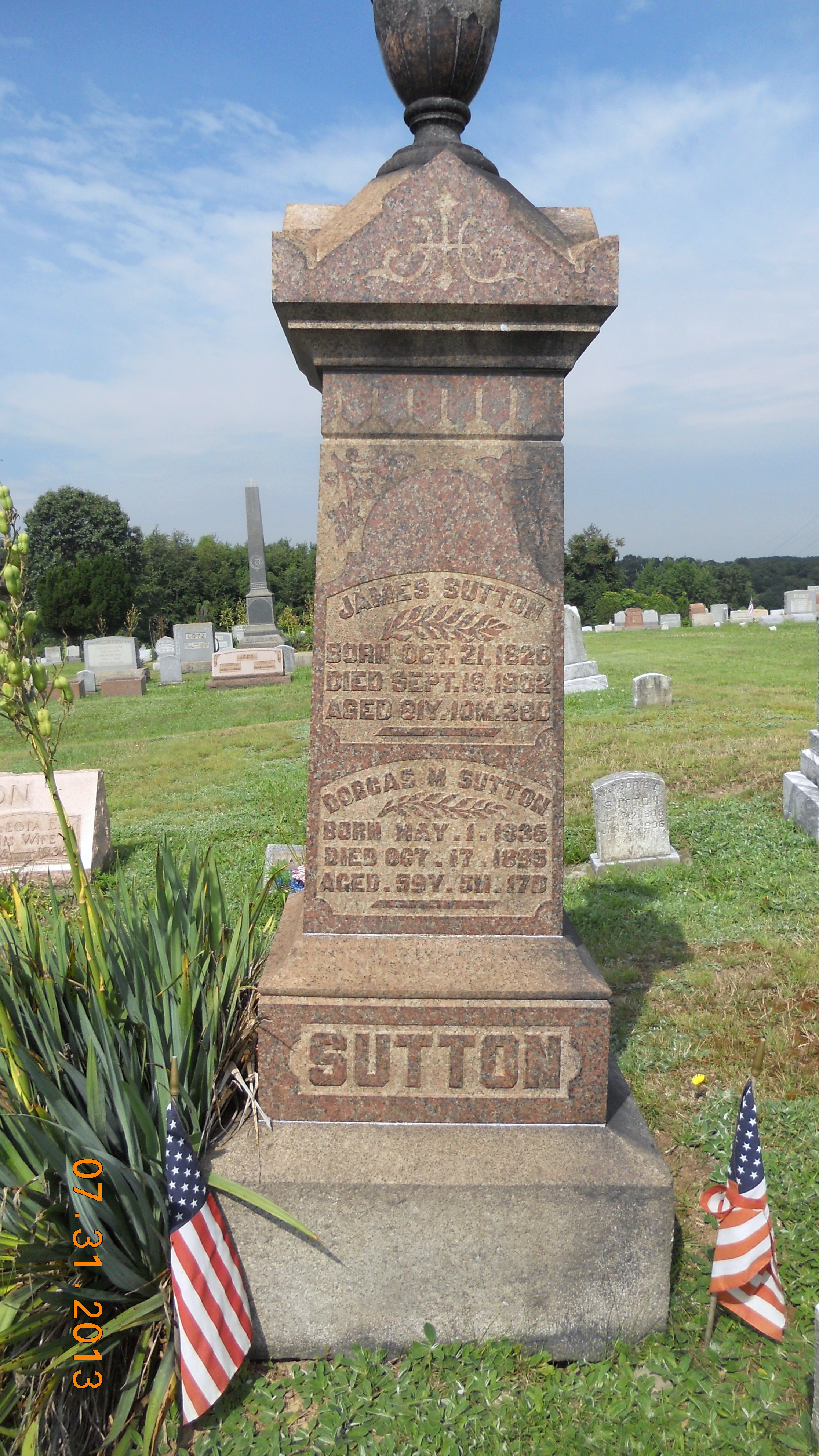 James & Dorcas Sutton tombstone